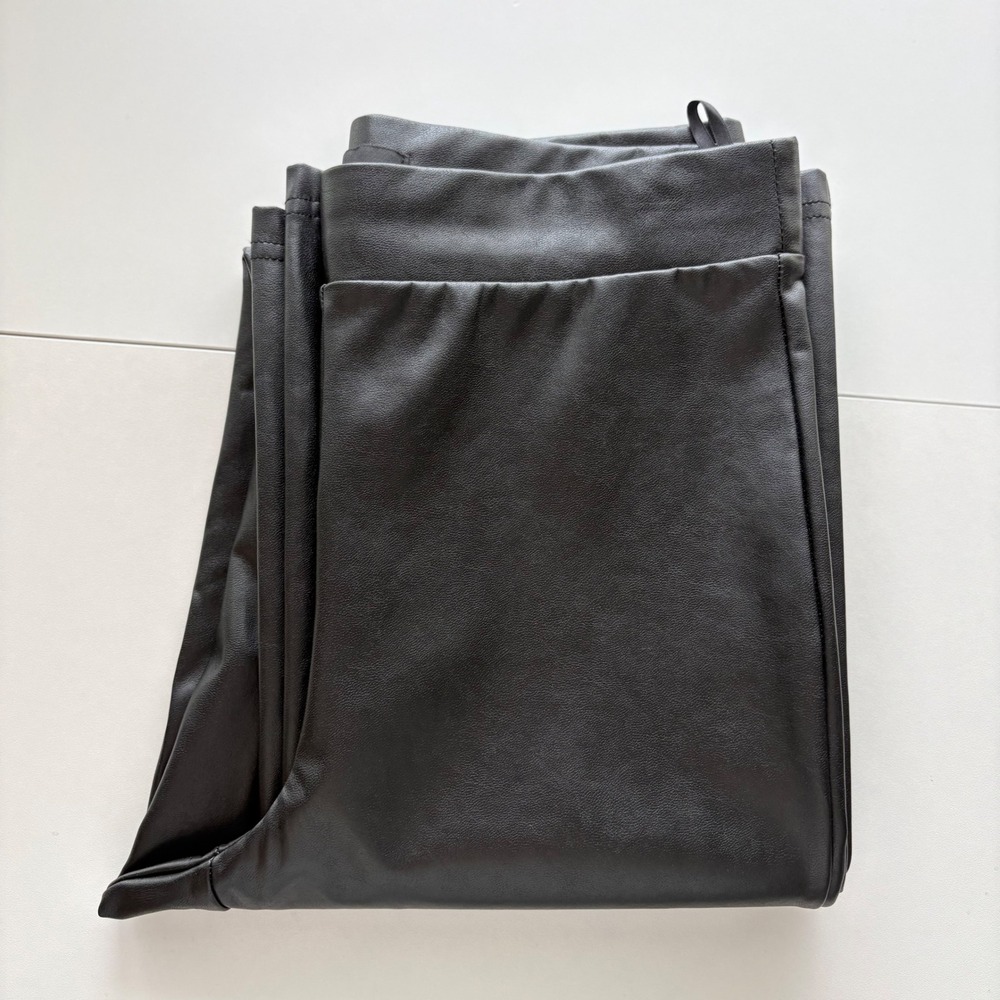 TEN babaton Faux Leather Pants Women Size‎ S Black Flare High Rise 95702